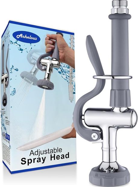 JFPJ-02-B commercial pre-rinse spray head, brass chrome with black grip