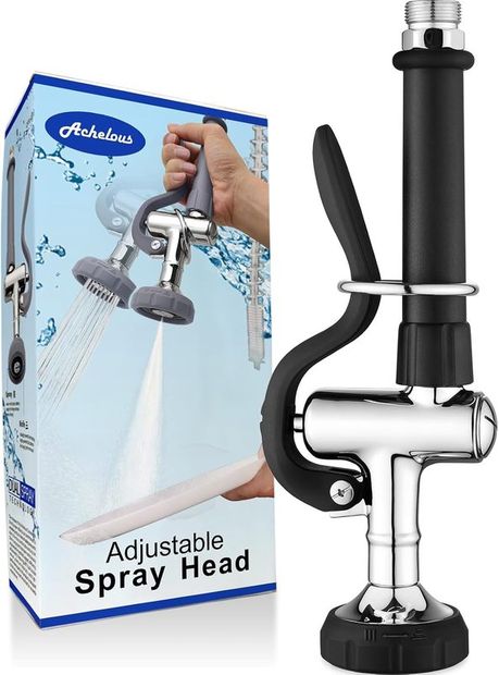JFPJ-02-H commercial pre-rinse spray head, brass chrome with grey grip